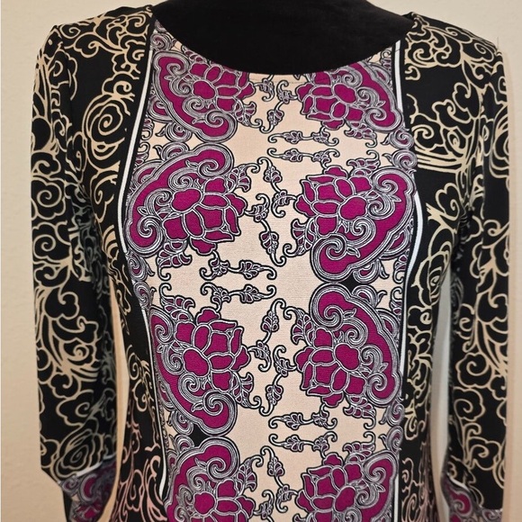 Elegant Black and Pink Patterned Dress - Picture 2 of 3